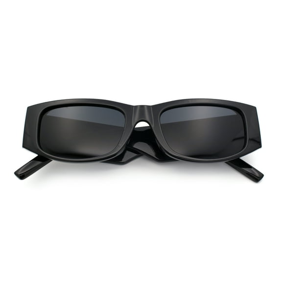 Kush Graffiti Logo Mens Narrow Rectangle Thick Temple Gangster Sunglasses Gold Logo - Black