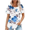 thumbnail image 1 of Fiudx Ofertas Flash Artículos En Oferta Tops Estampados Informales de Manga Corta con Cuello Redondo y Estampado Del Día de La Independencia para Mujer, 1 of 5
