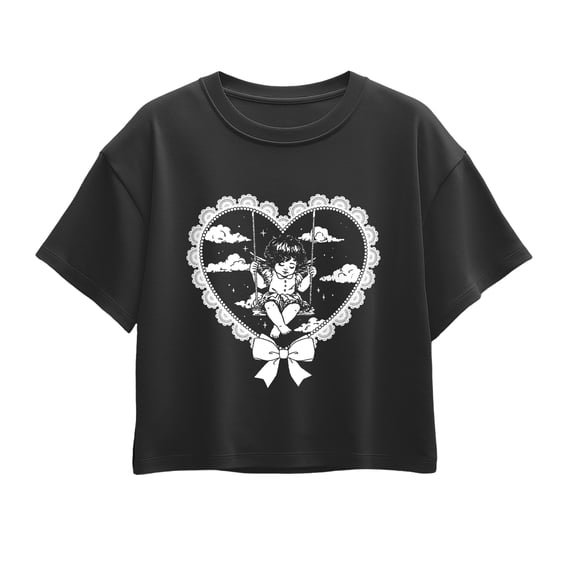 Instant Message - Cherub Heart Swing Short Sleeve Boxy Graphic T-Shirt