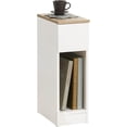 thumbnail image 1 of Small Bedside Table Nightstand with 1 Drawer, Narrow Side Table, End Table with Storage for Bedroom, Living Room, Small Spaces, White & Natural FBT111-WN, 1 of 9