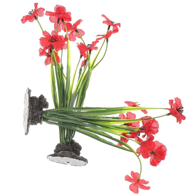 Milisten 1 Set Tall Grass Shape Desktop Fish Tank Plant Black Background Violet Desktop Decoration
