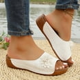 thumbnail image 4 of Fnooota Womens Comfort Sandals, Vacation Casual Open Toe Slip On Wedge Sandals White Size 6.5, 4 of 6