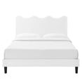 thumbnail image 6 of Platform Bed Frame, Queen Size, White, Velvet, Modern Contemporary, Bedroom Master Guest Suite Room, 6 of 12