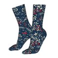 thumbnail image 5 of Xecao Leaves Snowflakes Print Fashion No Heel Casual Crew Socks Cushioned Breathable for Men Women - Moisture wicking,Not easy to fade Suitable for daily, 5 of 7