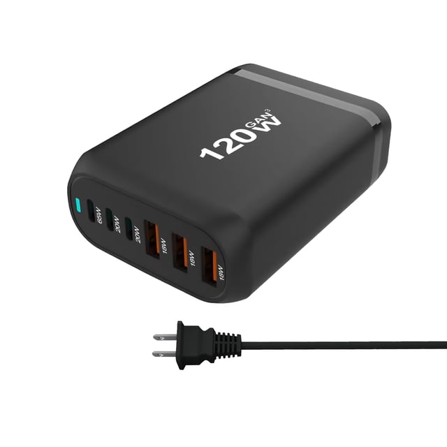 120W Charger 6-port USB Type C PD Charger Fast Charge 3.0 USB Type C Fast Charger