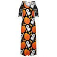 thumbnail image 4 of Vestido largo de manga corta de Halloween de encaje con cuello en V informal con estampado de verano para mujer a la moda Fridja bnh6189, 4 of 5