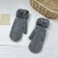 thumbnail image 2 of HNMKIU Korean Style Winter Fashion Warm Mittens Full Finger Knitted Gloves For Women And Girls Pure Color Versatile Design Dark Gray,One Size, 2 of 3