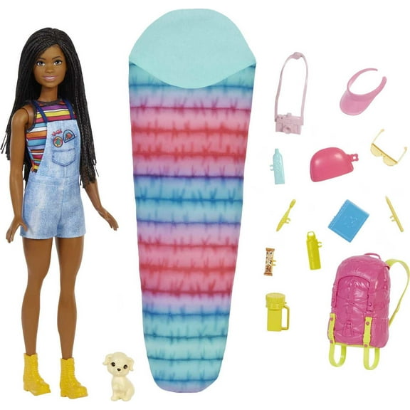 Barbie It Takes Two Brooklyn Doll & 10 Accessories, Camping-Themed Set with Puppy