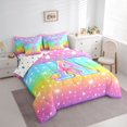 thumbnail image 4 of Homewish Cartoon Bowknot Monogrammed Twin Bedding Sets 7-Piece, Initial A Letter Bedding Comforter Set, Glitter Stars Rainbow Reversible Sheet Sets, Microfiber Bedroom Decor, 4 of 8