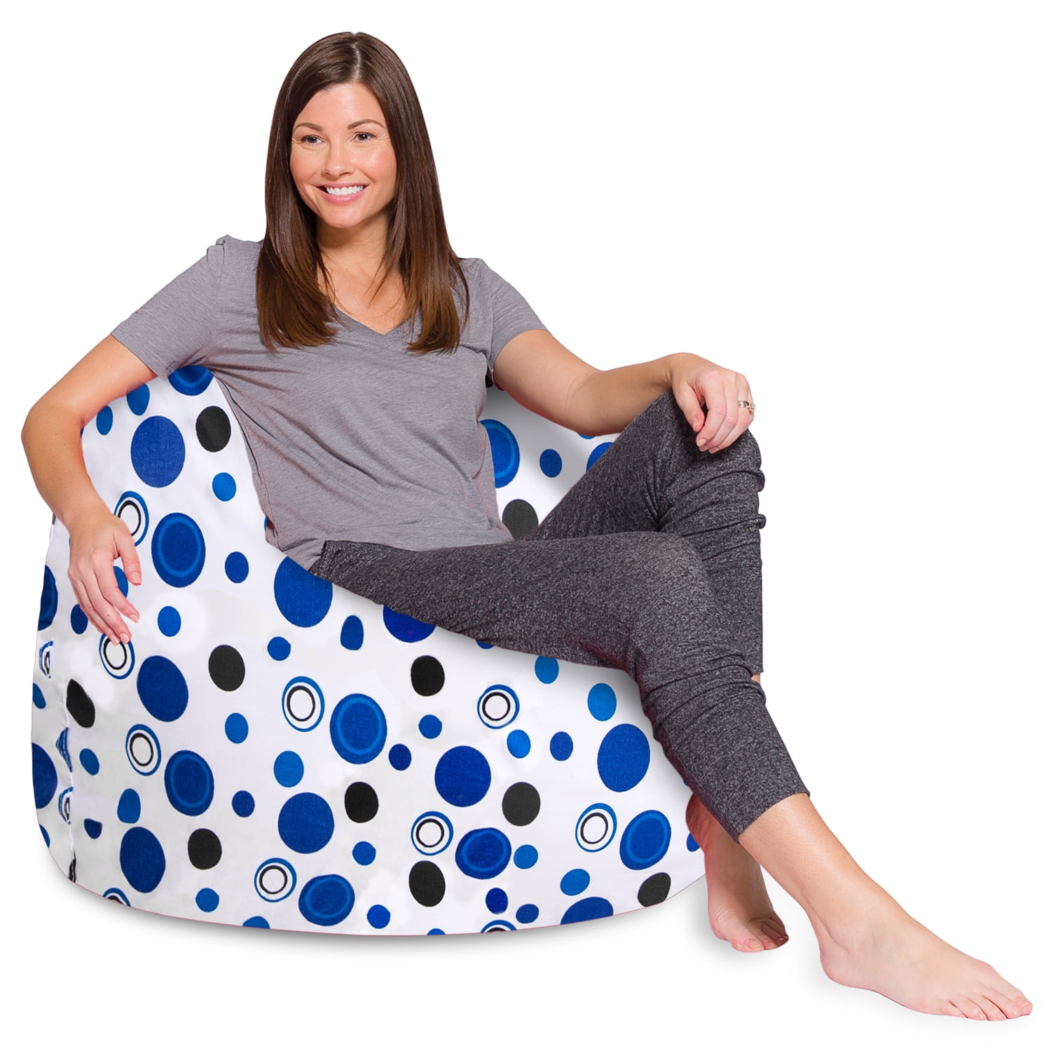 Posh Creations Bean Bag Chair, Adults, Kids, 4 ft, Blue Canvas Bubbles