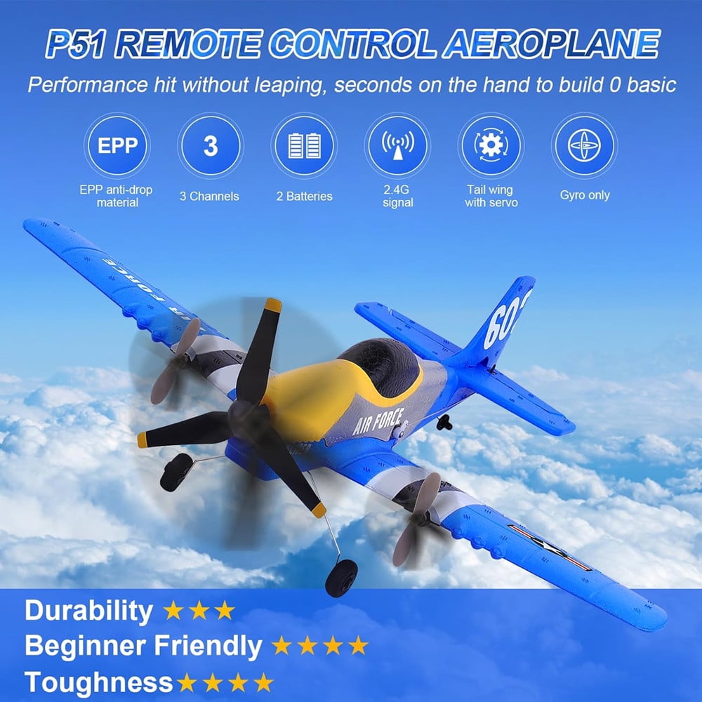 RC Plane P51D Mustang Fighter 3CH 2.4GHZ KF602 Remote Control  Toys Gifts with Gyroscopes System