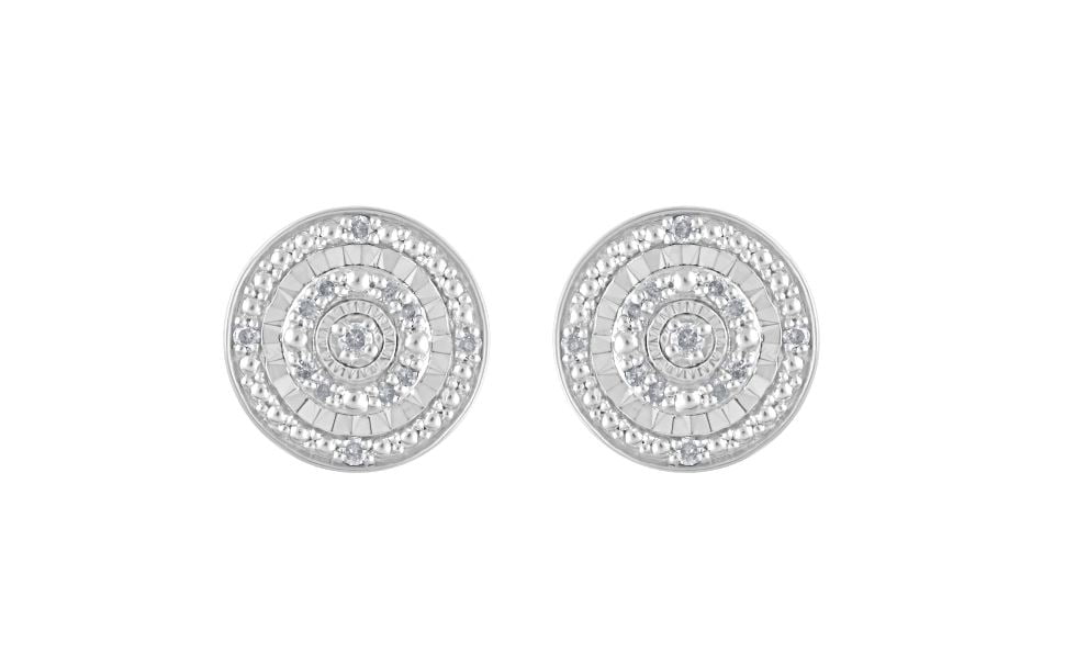 Beyond Brilliance 1/10 Ct Round Multi-Halo Diamond Stud Earrings in Sterling Silver Gifts for Her