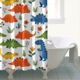 thumbnail image 4 of Colorful Dinosaur and Flower Pattern Shower Curtain 72"x72" ,Bathroom Decorative Shower Curtains Set with 12 Hooks,Modern Waterproof Washable Shower Curtain, 4 of 6