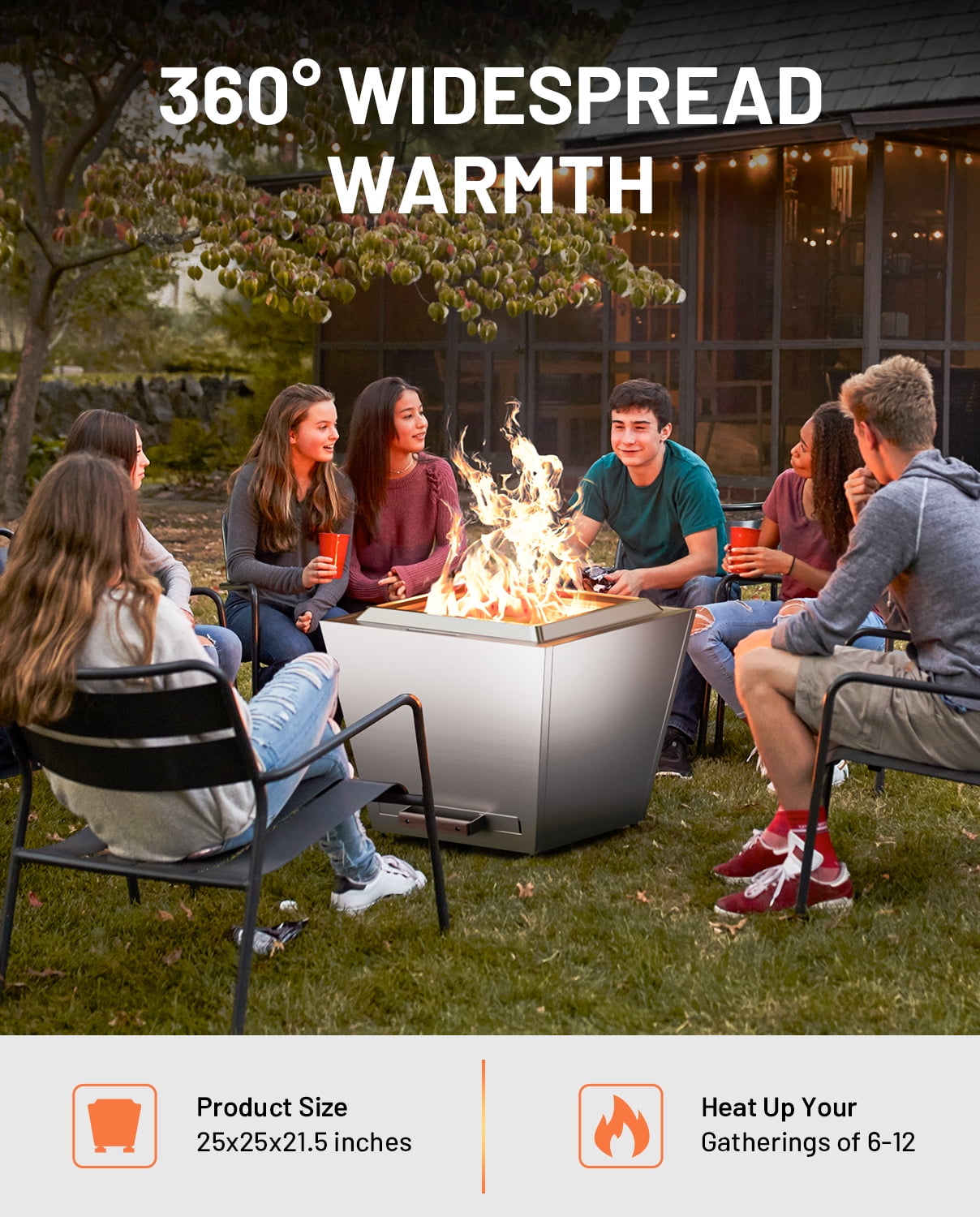 LEGACY HEATING Cyberpit One 25" Smokeless Fire Pit w/ Ash Pan & Carry Handle - Stainless Steel