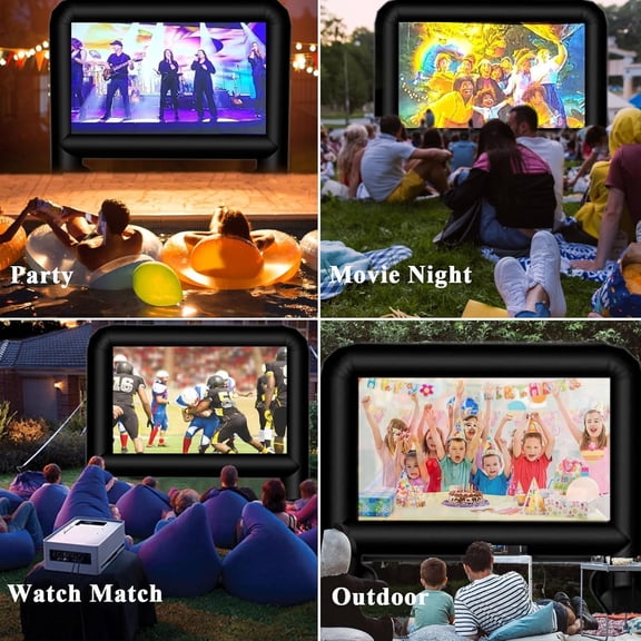 16FT Inflatable Movie Screen Outdoor, Blow up Projector Screen Support Front & Rear Projection for Backyard Outdoor Movie Night Barbecue Pool Party with Blower and Carry Bag
