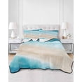 thumbnail image 2 of Quilts Twin-XL Size Bedding Set, Blue Coastal Lightweight Quilted Comforter, Beach Nautical Seaside Ocean Beige Soft Reversible Bedspread Coverlet with Pillow Covers for All Season, 68" x 98", 2 of 7