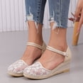 thumbnail image 2 of Dakaela Closed Toe Sandals Women Platform Wedge Espadrilles 2026 Comfortable Sequin Flower Dressy Casual Summer Shoes with Ankle Straps Beige Size 8, 2 of 9