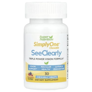 Super Nutrition SimplyOne®, See Clearly, Triple Power Vision Formula with Lutein, Zeaxanthin, Vitamins, Minerals and Botanical Extracts, 30 Chewable Tablets