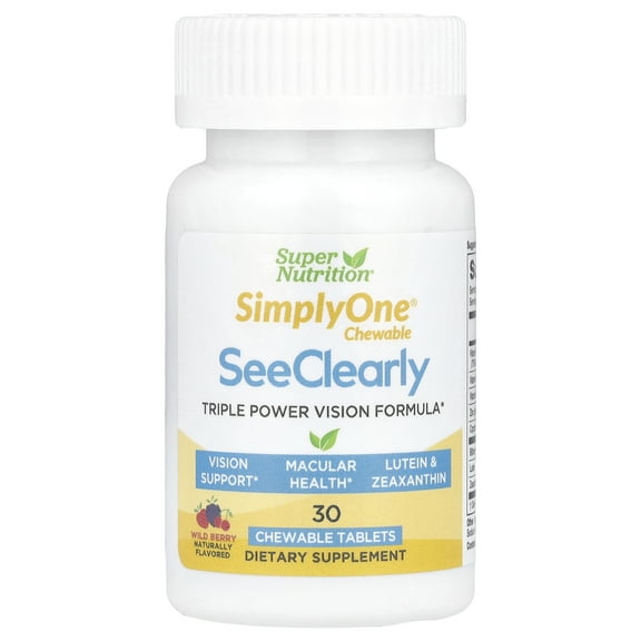 Super Nutrition - Simply One See Clearly Triple Power Vision Formula Delicious Mixed Berry - 30 Chewable Tablets