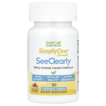 Super Nutrition SimplyOne®, See Clearly, Triple Power Vision Formula with Lutein, Zeaxanthin, Vitamins, Minerals and Botanical Extracts, Wild Berry , 30 Chewable Tablets