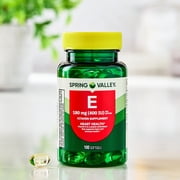 Spring Valley Vitamin E 180 mg Softgels for Heart Health, 100 Count
