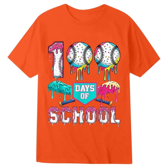 oqasdz Girls 100 Days of School Shirt Graphic Short Sleeve T Shirt for Back To School Tee Adorable Round Neck Top for Kids Breathable Cozy Versatile Summer Dailywear