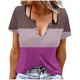 thumbnail image 1 of Camisetas de Cuello Redondo Botón de Impresión de la Moda de Manga Corta de las Mujeres, Poliéster Spandex, 1 of 5