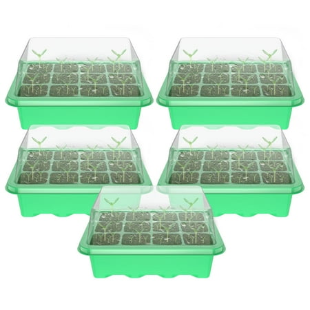 

Pluokvzr Seedling Trays Seed Sprouting Trays with Lid Indoor Grow Plant Pots Each 12 Cells Seedling Trays for Greenhouse Plant for Seeding Germination Plant Growing