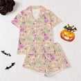 thumbnail image 2 of Puliio Halloween Women's Pajamas Set Cute Print Short Sleeve Button Down Sleepwear 2 Piece Soft Loungewear Nightwear Pjs Sets, 2 of 9