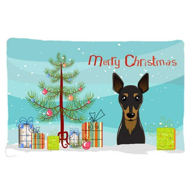 Carolines Treasures BB1612PILLOWCASE Christmas Tree & Min Pin Fabric Standard Pillowcase