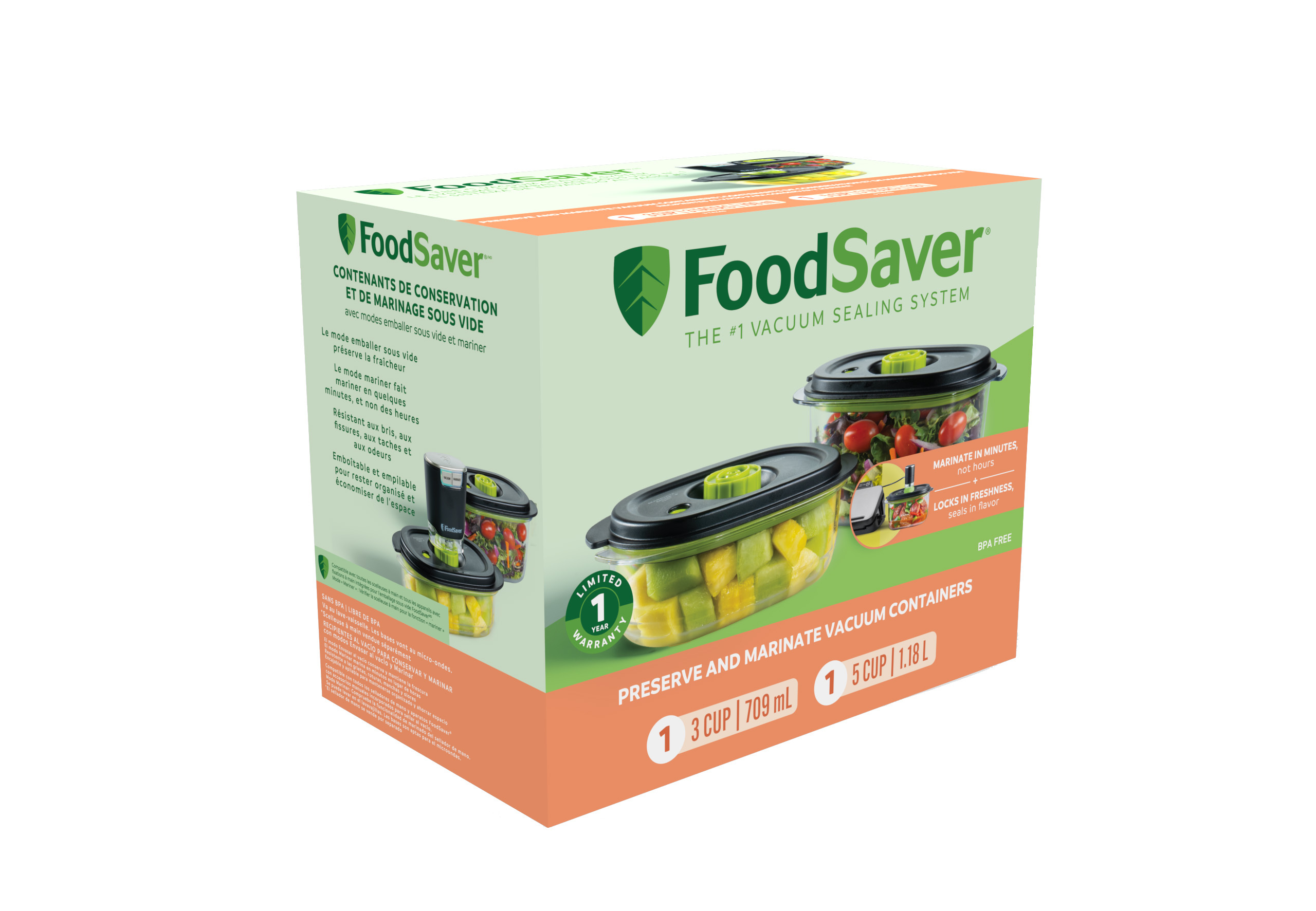 FoodSaver Preserve & Marinate Vacuum Containers, 3-Cup & 5-Cup Set - image 3 of 11