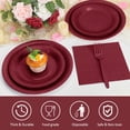 thumbnail image 4 of 125 Pcs Burgundy Party Supplies Set Include Paper Plates Cups Napkins Plastic Knives for 25 Guests Disposable Party Dinnerware for Birthday Wedding Family Picnic, 4 of 6