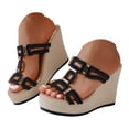 thumbnail image 3 of DAFEI Sandales Compensées en Liège pour Femmes avec Décoration Carrée en Métal Rétro, à la Mode et Confortables Chaussures pour Femmes, 3 of 8