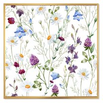 Designart 'Wildflowers Clover Bell and Chamomile I' Traditional Framed Canvas Wall Art Print