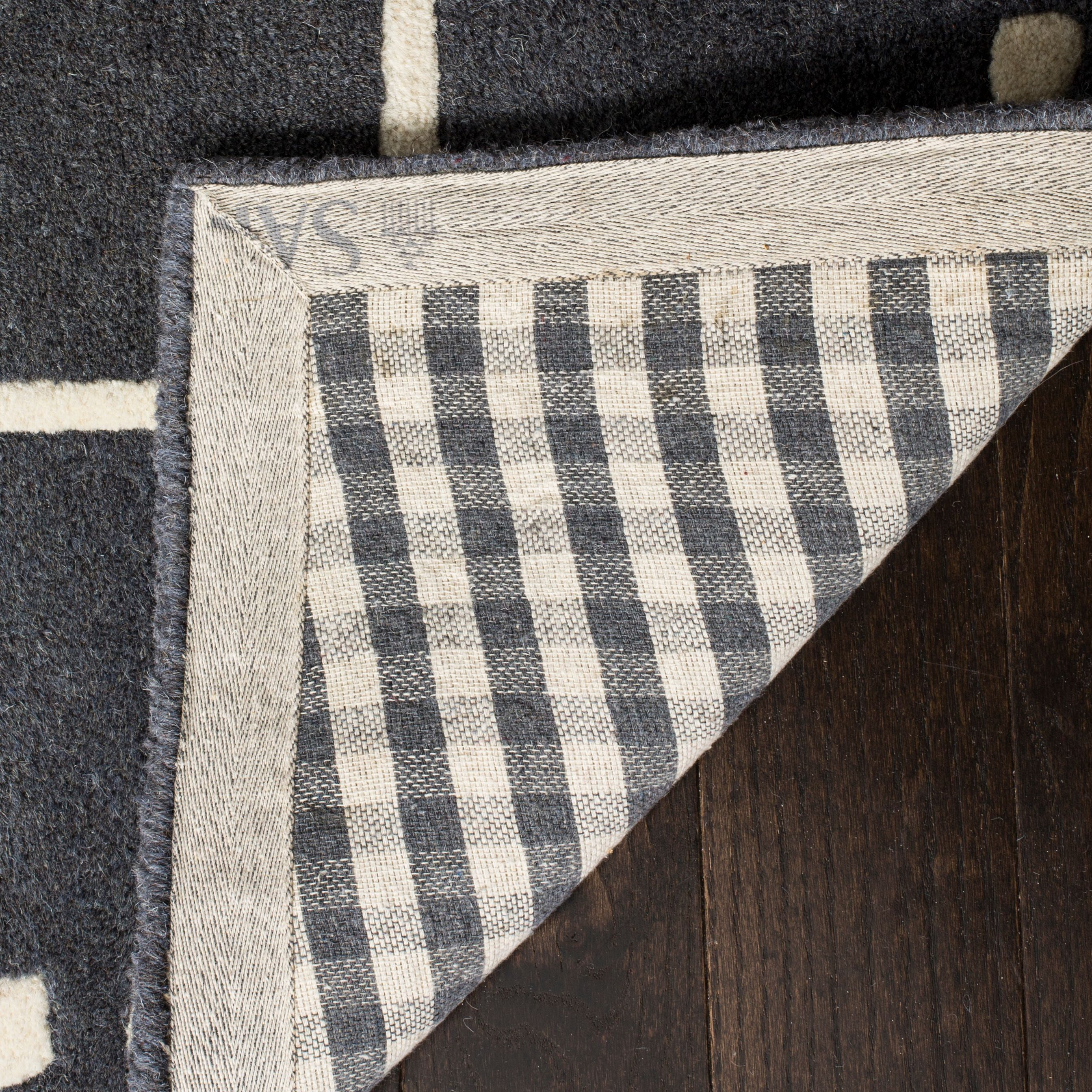 SAFAVIEH Bella Danita Plain Dotted Bordered Wool Runner Rug, Dark Grey/Ivory, 2'3" x 9'