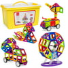 Best Choice Products 254-Piece Clear Multi Colors Magnetic Tiles Educational STEM Toy Building Set w/ Car & Carrying Bag