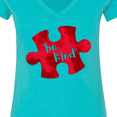 thumbnail image 4 of Inktastic Autism Awareness Be Kind Red Puzzle Piece Women's V-Neck T-Shirt, 4 of 5