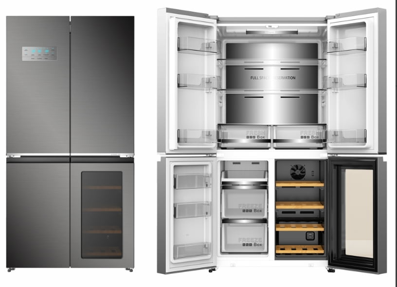 Maritcute 21 Cu.ft French Door Counter Depth Refrigerator, Large Capacity Refrigerator and Freezer, 36 Inch Fridge with Ice Maker, Bottom Freezer, Interior LED Light, Wine Cabinet