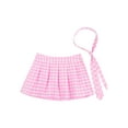 thumbnail image 3 of Eandarui Womens Plaid Pleated Mini Skater Skirt with Necktie High Waisted School Skirt Outfits Pink XXL, 3 of 6