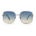 thumbnail image 4 of Womens Curved Concave Face Rectangle Oversized Metal Rim Sunglasses Silver - Black Beige, 4 of 7