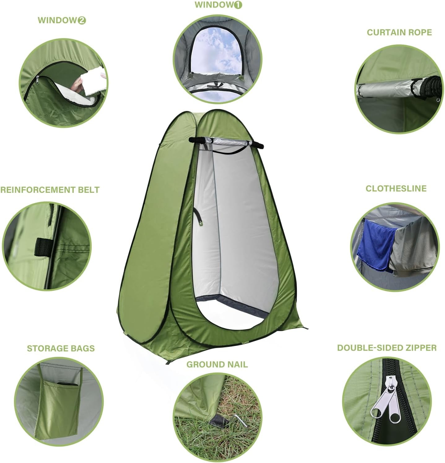Privacy Shower Tent, Pop up Portable Camping Tent, Outdoor Toilet Changing Dressing Room, Instant Privacy Shelter for Picnic Waterproof Bathroom