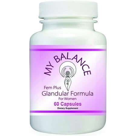 Fem Plus Glandular Supplement for Women. Raw Bovine Ovary, Mammary and Uterus. 60 Capsules for Hormonal Support, PMS Relief, Menopause Relief. 100% Natural