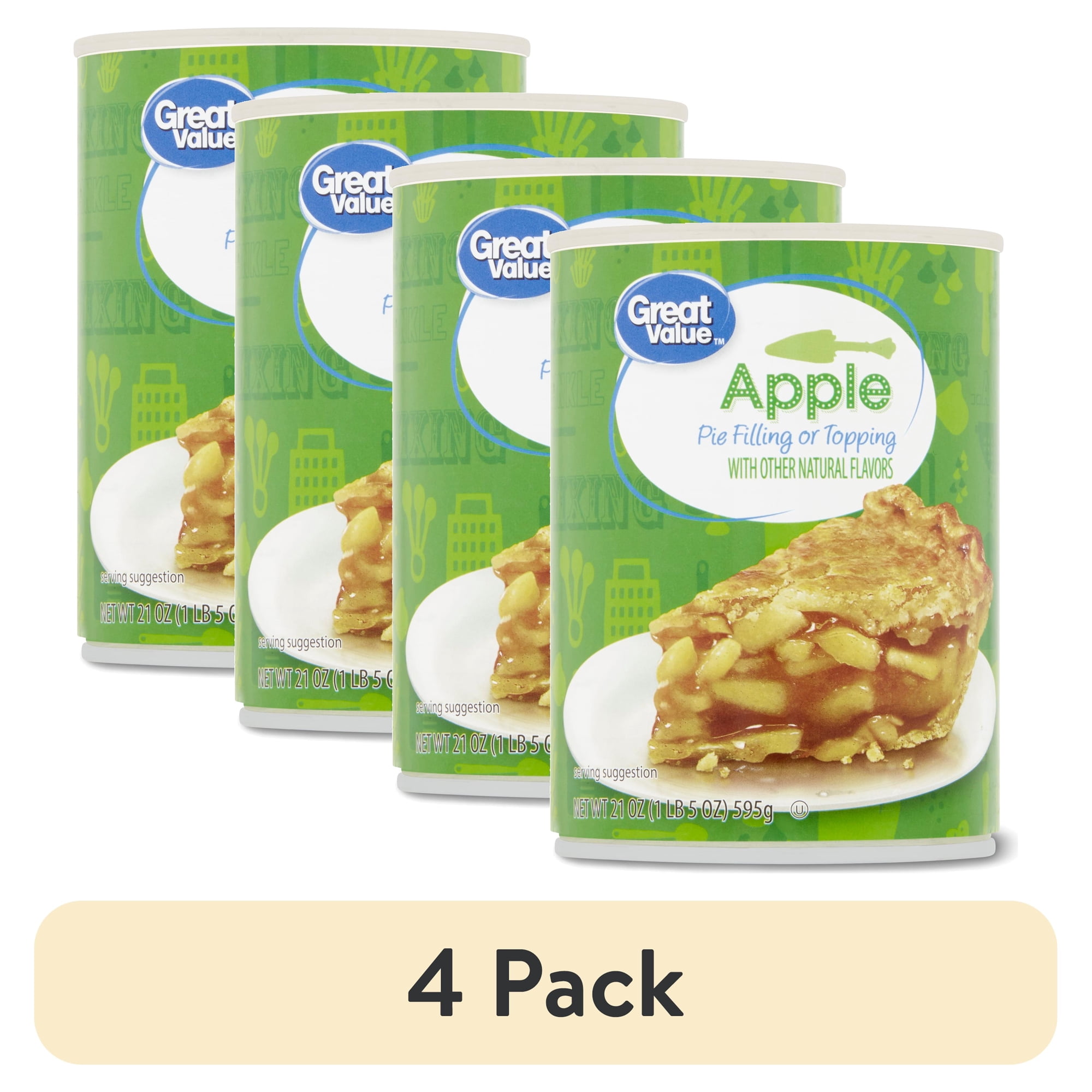 (4 pack) Great Value Apple Pie Filling or Topping, 21 oz