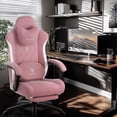 thumbnail image 2 of Dowinx Gaming Chair with Heated Massage Lumbar Support,Big and Tall Fabric Gaming Chairs for Adults with Footrest, Ergonomic Computer Game Chair with Poket Spring Cushions, 350lbs, Pink, 2 of 8