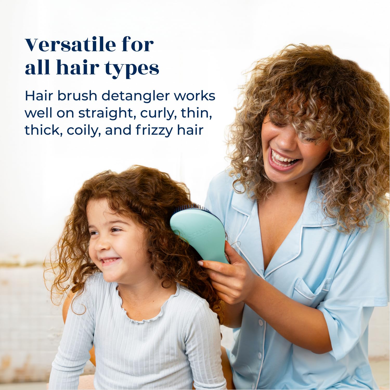 Crave Naturals BIGGIE Glide Thru Detangling Brush - Detangler Hairbrush for Wet or Dry, Curly or Straight Hair - Gentle on Tangles, Ideal Hair Brush and Comb for Adults and Kids - 8.4x3.4-Inch (Mint)