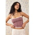 thumbnail image 5 of Women'S Y2k Gingham Square Neck Crop Tank Tops Spaghetti Strap Lace Trim Bow- Front Tops - Shirt Red L, 5 of 8