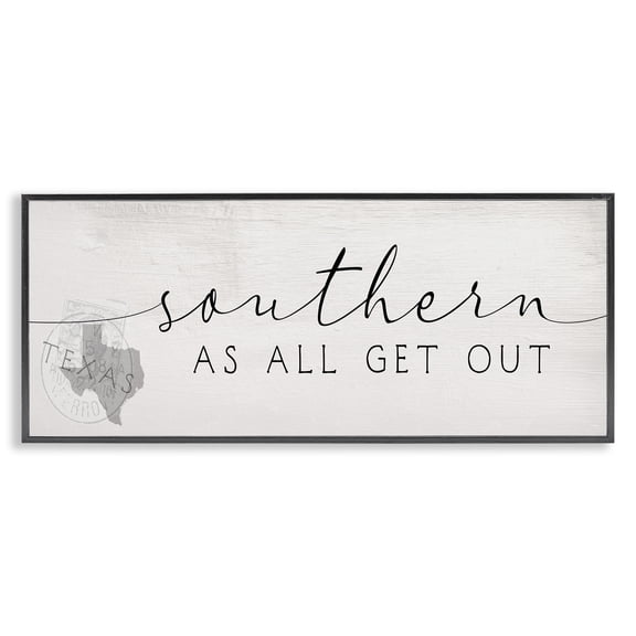 Stupell Industries Rustic Lodge Texas State Southern As All Get Out Phrase Black Framed Giclee Art, 24 x 10, by Lil' Rue