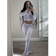 thumbnail image 3 of Women Casual 2 Piece Outfit Tracksuits High Waist Flared Pant Workout Sets with Pockets, 3 of 6