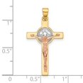 thumbnail image 2 of 17mm 14k Two-tone With White Rhodium Crucifix and St Benedict Pendant Necklace Pendant for Women, 2 of 2