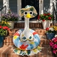 thumbnail image 6 of Lawn Goose Clothing, Porch Goose Bikini, 5-Piece Summer Porch Goose Outfit, Pvc Inflatable Swim Ring Set, 23X9 Inch Red Gingham Resin Goose Apparel with Sun Protection Hat and, 6 of 7